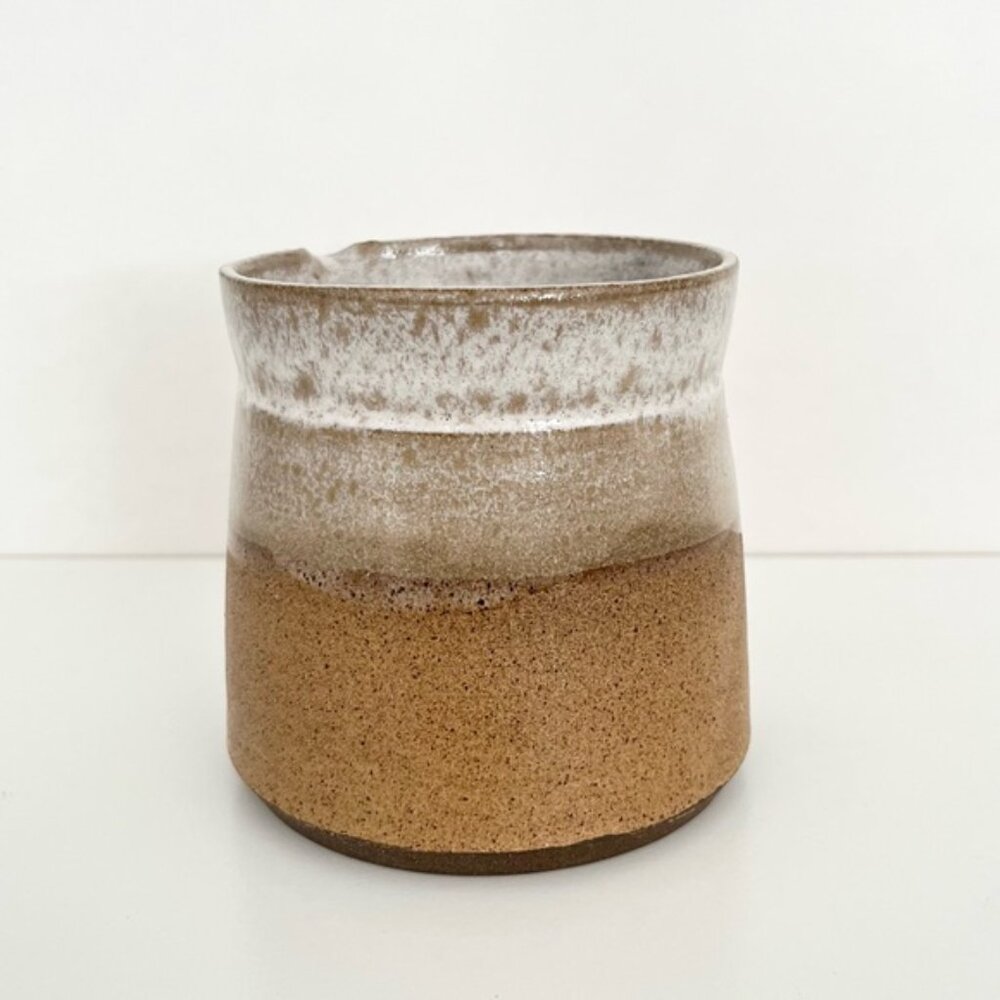 Hand Thrown Studio Pottery Milk Pitcher Stoneware Rustic Natural Glazed 16 oz - Picture 2 of 7